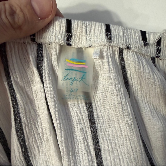 Tropik Womens Striped Strapless Mini Dress Small Resortwear Tropical Vacation - Picture 2 of 7